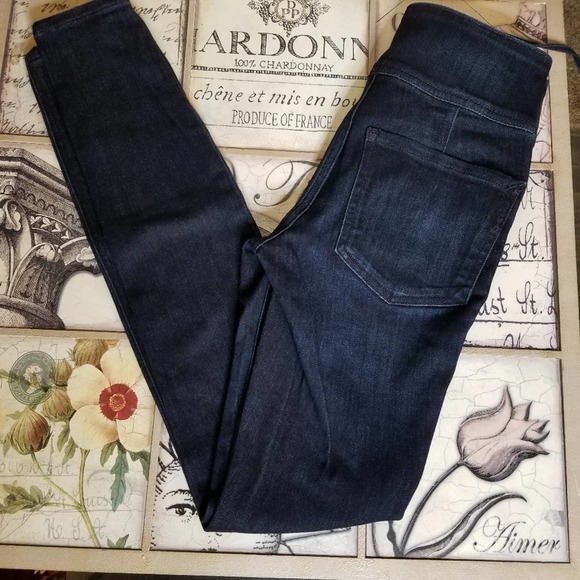 Express Skinny Dark Wash Cross Tie Front - Picture 5 of 11